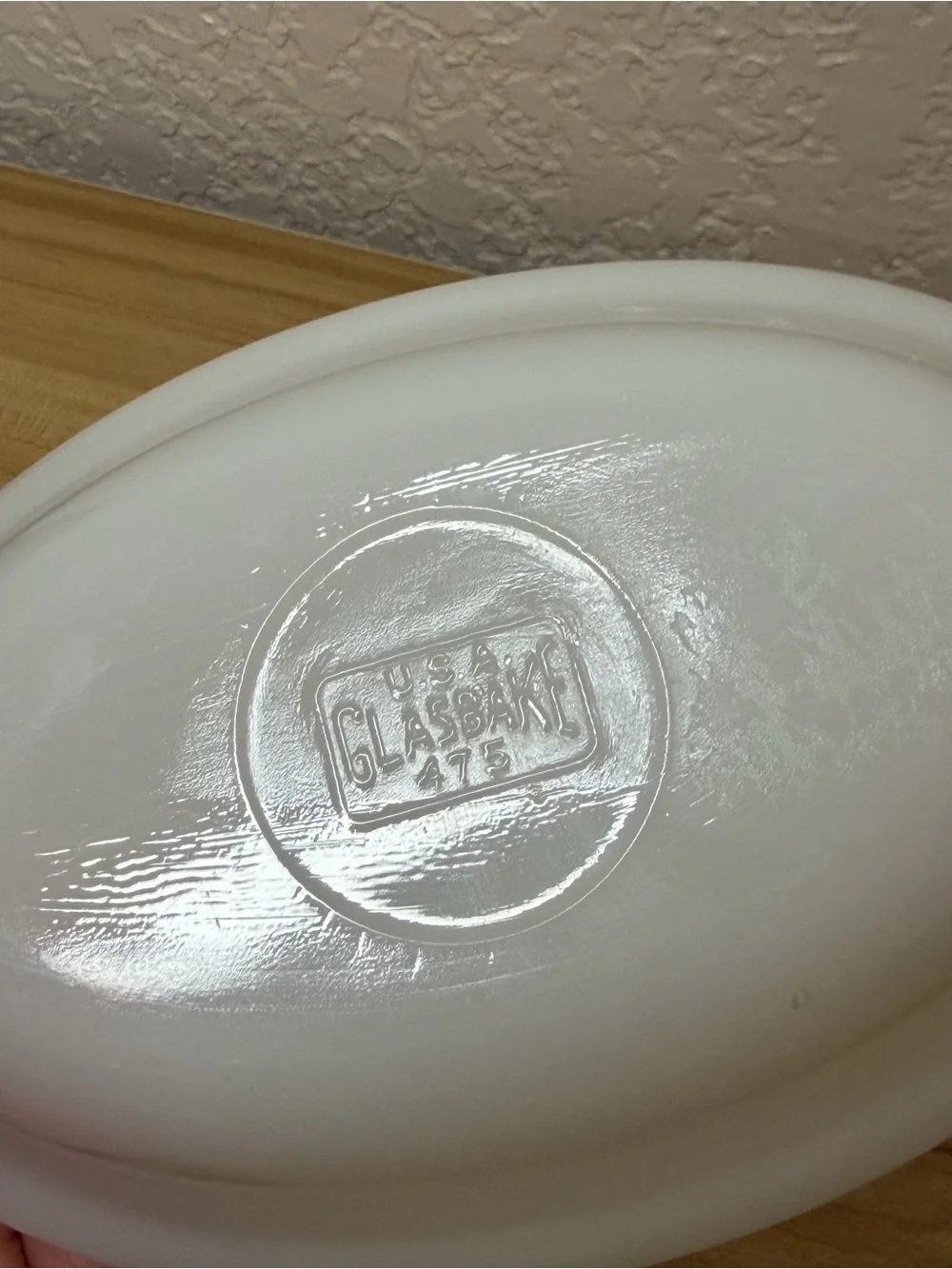 Vintage Glasbake Milk Glass White Oval Soap/Jewelry Dish Classic 475 EUC